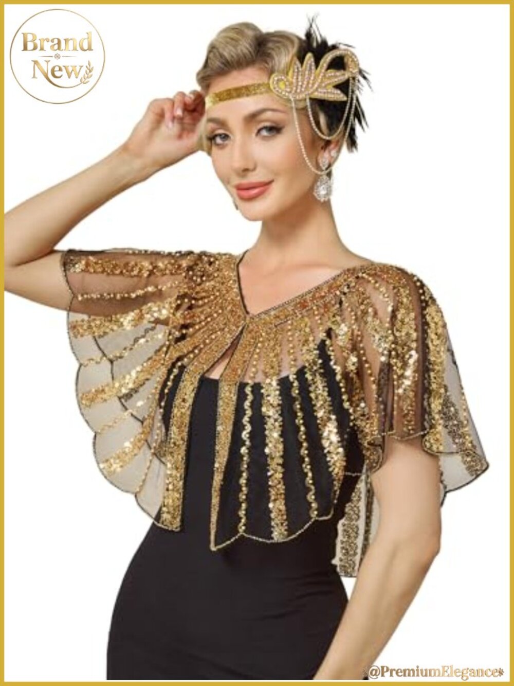 1920s Shawl Wrap Sequin Flapper Evening Gatsby Accessory